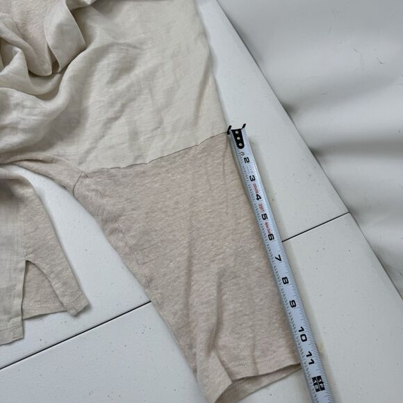 J Jill Love Linen Tunic Top XL Beige Popover 1/2 Button Relaxed Coastal Beachy - Picture 8 of 11